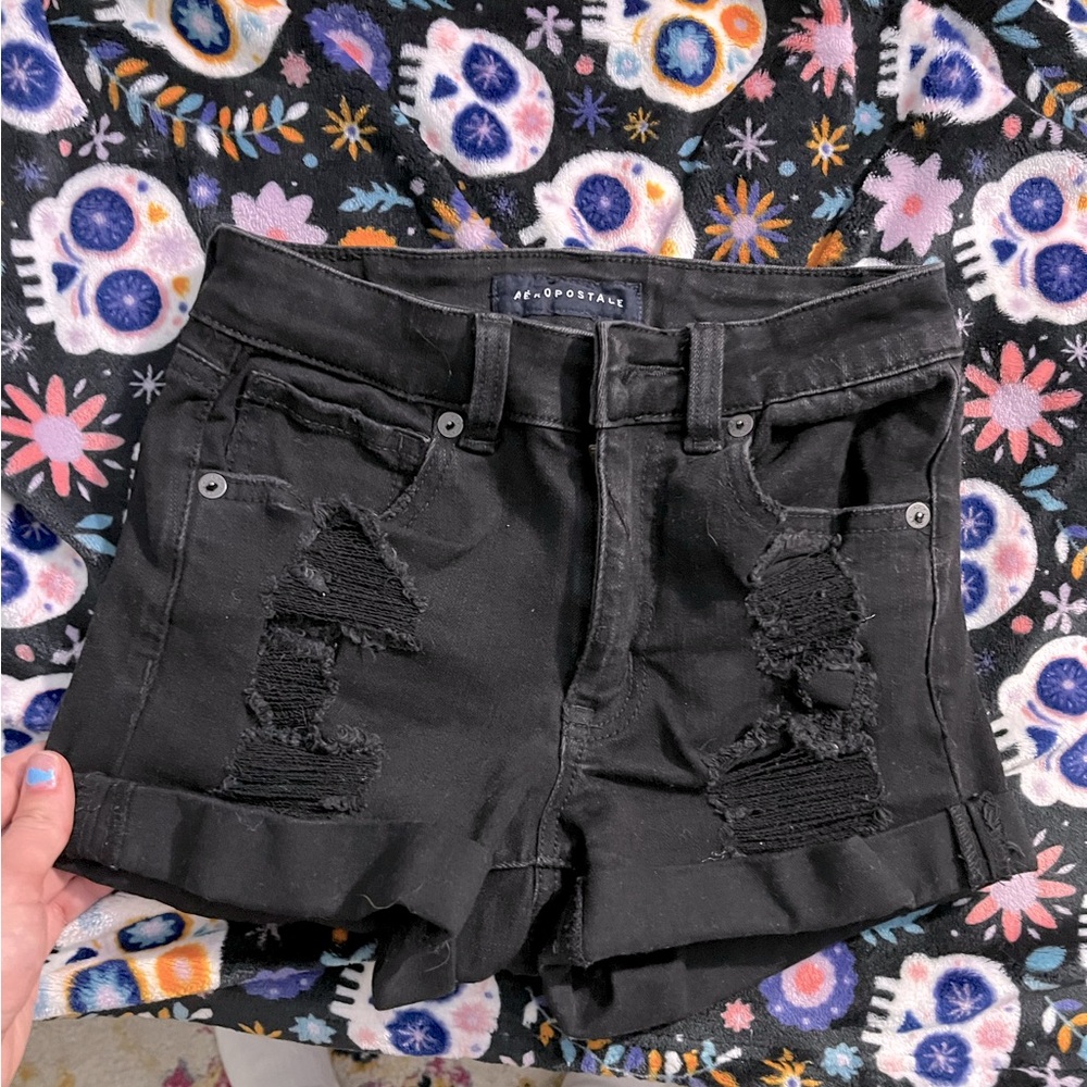 Aeropostale Denim Black Shorts
